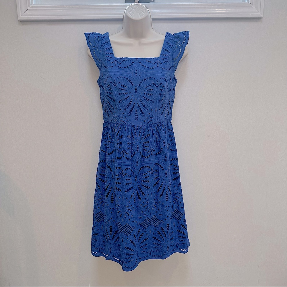 Talbots size 2p blue eyelet dress